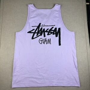 Stussy Guam Tank Top Mens XL Lilac Purple Streetwear Graphic Logo Sleeveless Tee
